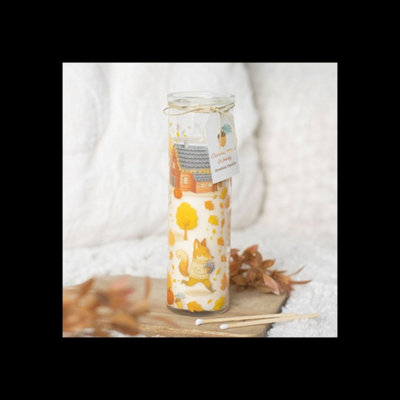 Kdmk Cinnamon Woods Scented Glass Tube Candle Autumn Print - Yellow - Image 3