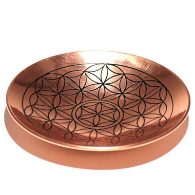  - Copper Flower Of Life Smudge And Incense Offering Plate