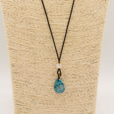 Howlite Teardrop Gemstone Cord Necklace Adjustable