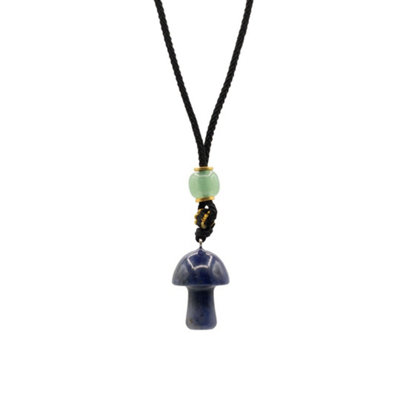 - Sodalite Mushroom Gemstone Cord Necklace Pendant