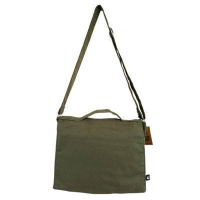 B&Q Olive Cotton Canvas Laptop Messenger Bag With Organizer