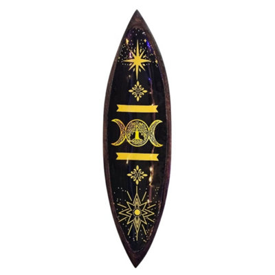 Triple Moon Enamel Incense Bowl Mango Wood Set For Rituals from B&Q