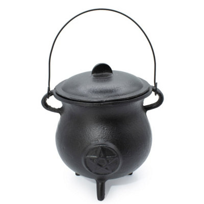 Extra Large Cast Iron Cauldron Incense Burner Pentagram 23X18Cm