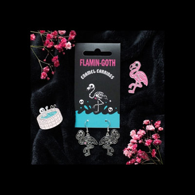 Gothic Skeletal Flamingo Heart Dangle Earrings Alloy from B&Q
