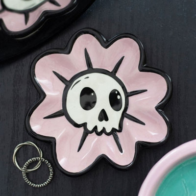  - Flower Skull Trinket Dish For Rings Earrings Jewelry