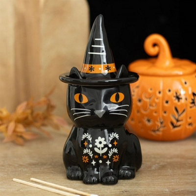  - Frightful Folk Black Cat Ceramic Oil Burner For Tealight
