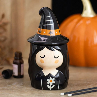 Frightful Folk Witch Ceramic Oil Burner With Matching Lid