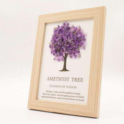 Kdmd Unisex Lavender Amethyst Tree Of Life Gemstone Framed Wall Picture In - Image 3