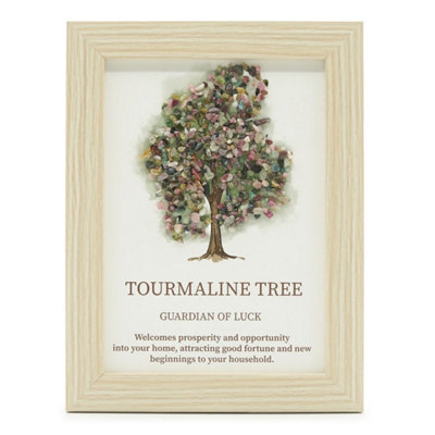 Framed Tree Of Life Tourmaline Gemstone Picture With Stand from B&Q