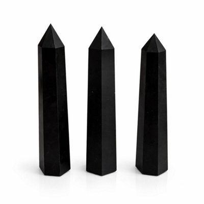  - Black Tourmaline Six Facet Obelisk Point 17Cm Polished