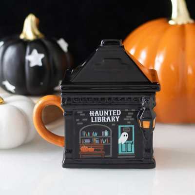 Haunted Library Ceramic Lidded Mug 320Ml Ghost Tea Cup from B&Q