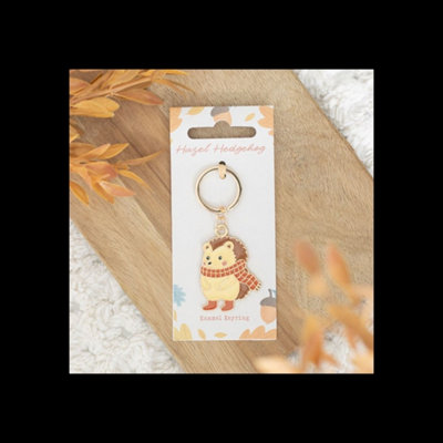  - Hazel Hedgehog Alloy Enamel Keyring Woodland Keychain
