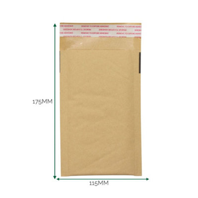 Kraft Padded Bubble Envelope 115X175mm 40mm Expand Gusset from B&Q