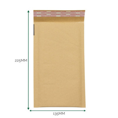 Kraft Padded Bubble Envelope 135X225mm 40mm Gusset from B&Q