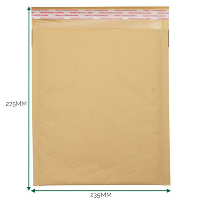 Kraft Padded Bubble Mailer Envelope 235X275 40mm Gusset from B&Q
