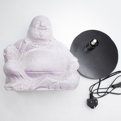 Laughing Buddha Lavender Crackle Decorative Table Lamp Round Stand from B&Q