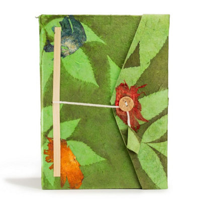 Moss Green Bold Floral Large Lokta Notebook 21X15Cm 45 Leaves from B&Q