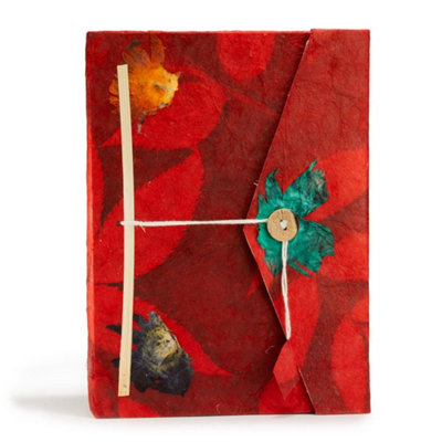 Lokta Ruby Floral Notebook Large 21X15Cm 45 Leaves Bookmark from B&Q