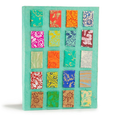 Lokta Mini Tile Notebook Large 21X15Cm 45 Leaves Teal Bright from B&Q