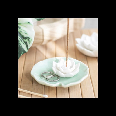 Lotus Flower Incense Stick Holder Trinket Dish Tray