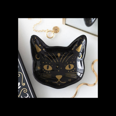 Magick Black Cat Face Trinket Dish For Rings Crystals from B&Q