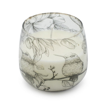 Medium Glass Jar Bird Botanical Candle Drawn By Flame 45 Hours from B&Q