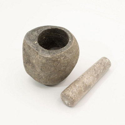 Natural Riverstone Medium Pestle And Mortar 12X8Cm from B&Q