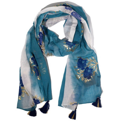  - Nomad Sari Aqua Fish Sea Blue Scarf 180X50Cm
