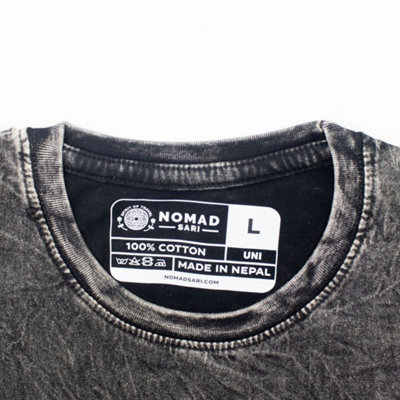 - Nomad Sari Compass Of Life Stonewashed Cotton T Shirt Charcoal Large