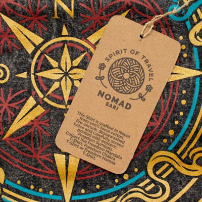  - Nomad Sari Stonewashed Cotton T Shirt Compass Of Life Charcoal Xl