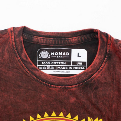  - Nomad Sari Stonewashed Cotton T Shirt Dragon Mandala Maroon Medium