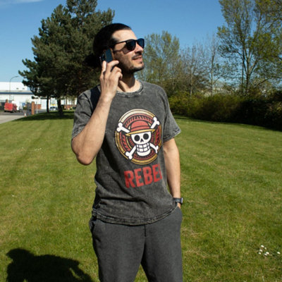  - Nomad Sari Rebel Stonewashed Cotton T Shirt Charcoal Medium