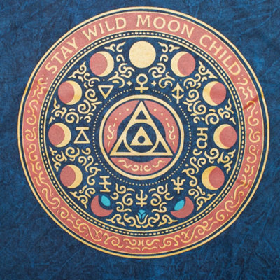  - Nomad Sari Stay Wild Moon Child Stonewashed Cotton T Shirt Blue Medium