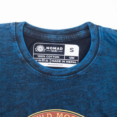  - Nomad Sari Stonewashed Cotton T Shirt Moon Child Blue Small