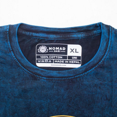  - Nomad Stay Wild Moon Child Stonewashed Cotton T Shirt Blue Xl