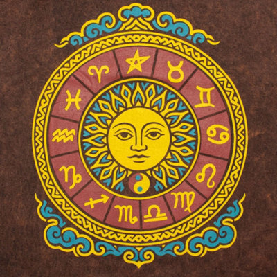  - Nomad Sari Stonewashed Cotton T Shirt Sun Zodiac Brown Xl