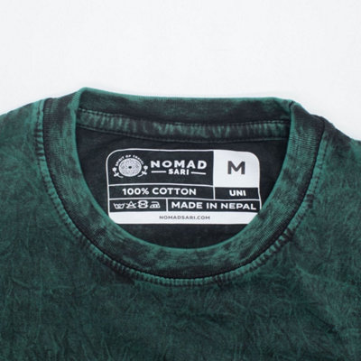  - Nomad Sari Stonewashed Cotton T Shirt Tree Of Life Green Medium