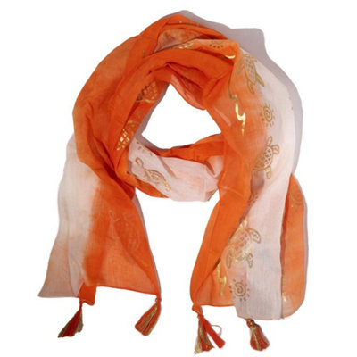  - Nomad Sari Summer Turtle Print Scarf Coral Ombre 180X50Cm