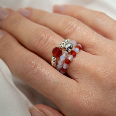  - Blood Moon Spirit Gemstone Ring Set With Moonstone And Ruby
