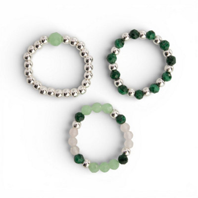  - Forest Spirit Gemstone Ring Set Elasticated Bands