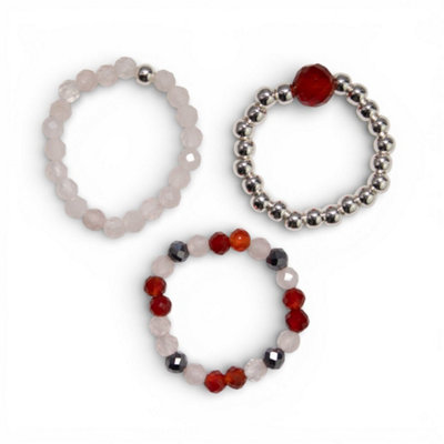  - Love And Flame Spirit Gemstone Ring Set Trio
