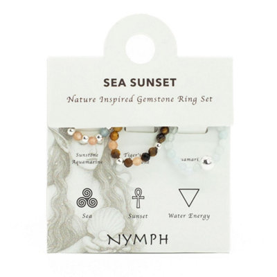  - Sea Sunset Spirit Gemstone Ring Set With Sunstone Aquamarine