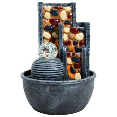 Pebble Wall Tabletop Water Feature With Crystal Ball
