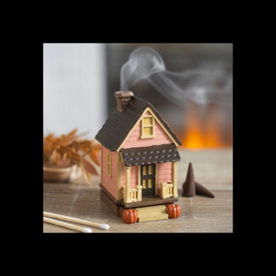 Pink House Resin Incense Cone Burner With Pumpkins from B&Q