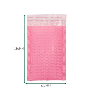 Pink Poly Bubble Envelope 130X180mm 40mm Flap from B&Q