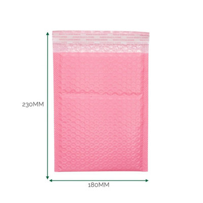 Pink Poly Bubble Mailer Envelope 180X230 With 40mm Flap from B&Q