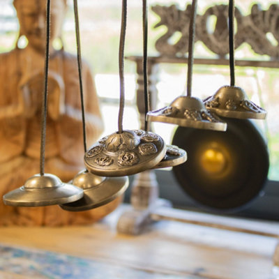 Brass Tibetan Tingsha Bells With Lucky Symbols 6Cm Meditation from B&Q