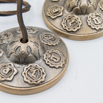 Seven Chakra Brass Tingsha Bells With Leather Cord 7Cm from B&Q