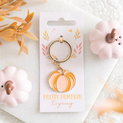  - Pretty Pumpkin Keyring For Organized Keys Soft Pink Orange