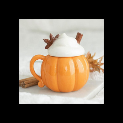  - Pumpkin Cream Lidded Mug For Hot Chocolate Tea Coffee